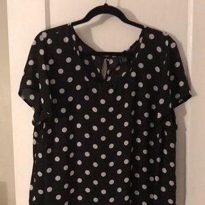 Black and white polka dot blouse